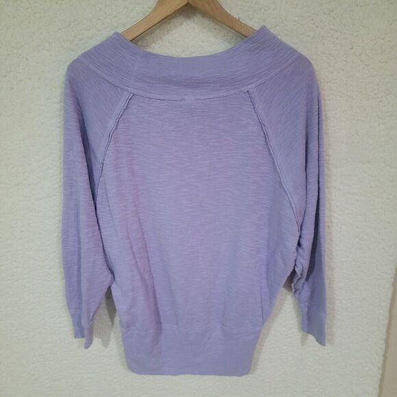 We The Free People Top Small Palisades Off Shoulder Purple Relaxed Dolman - Picture 6 of 14